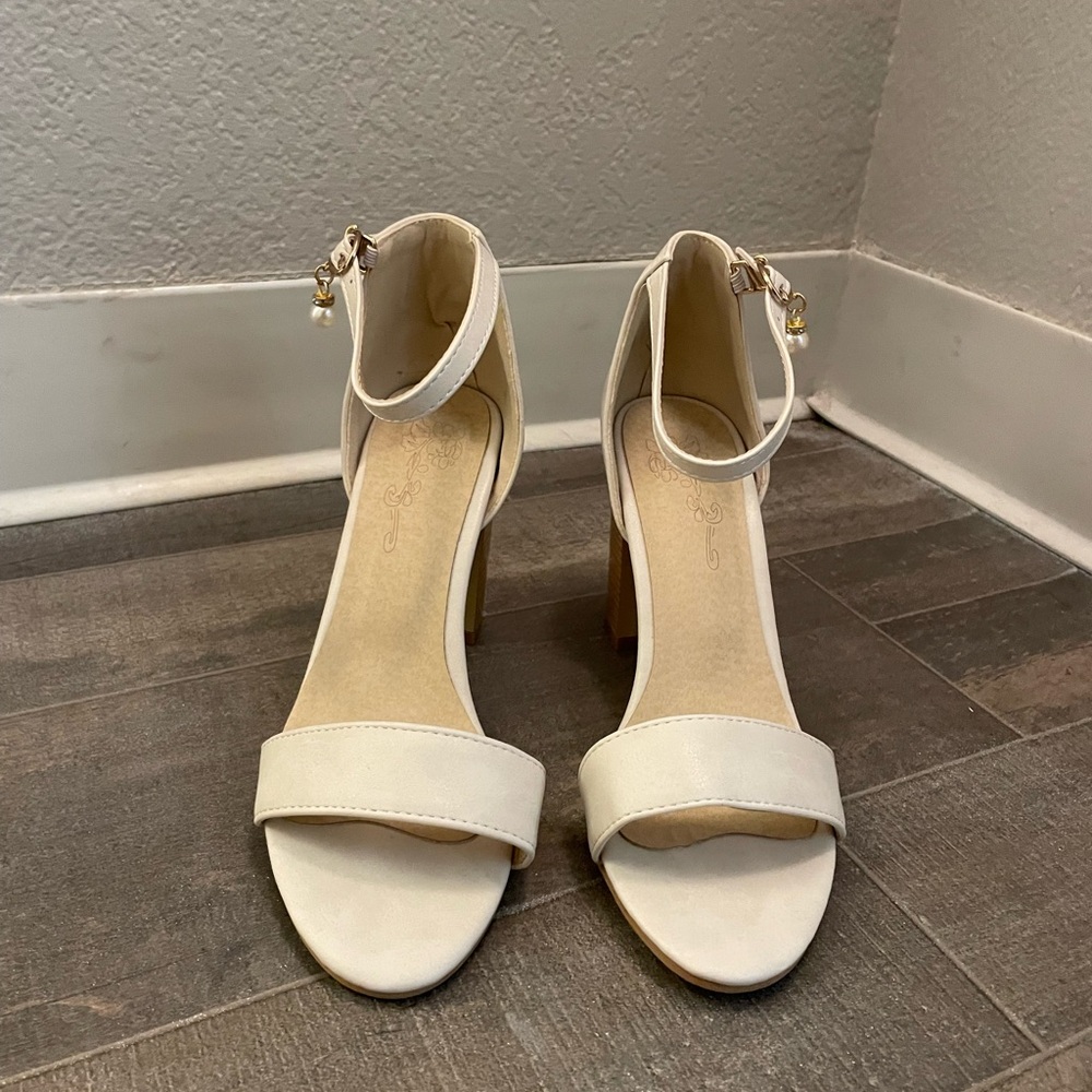 Elegant Cream Ankle Strap Heels